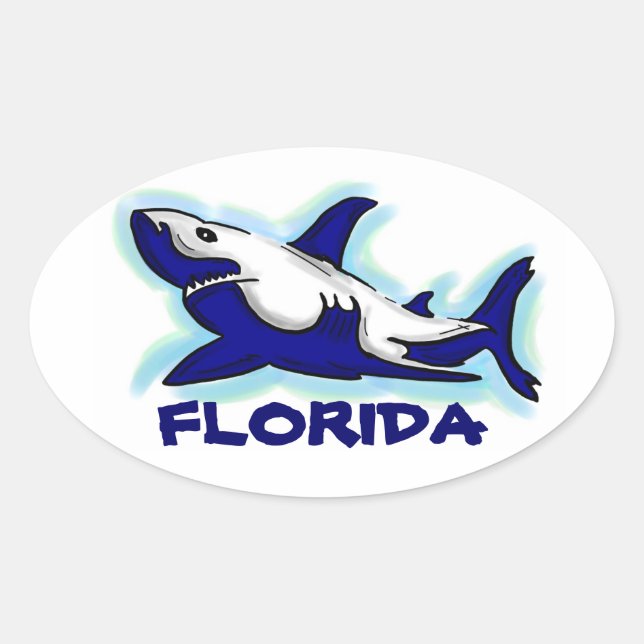 Florida blue shark theme oval stickers (Front)