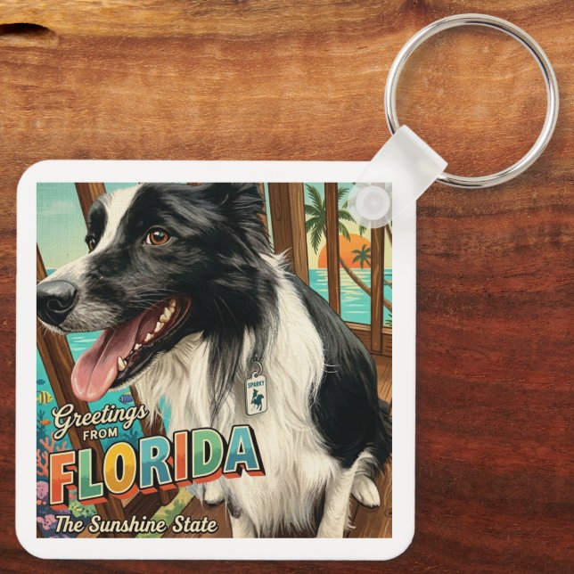 Florida Border Collie Keychain (Back)