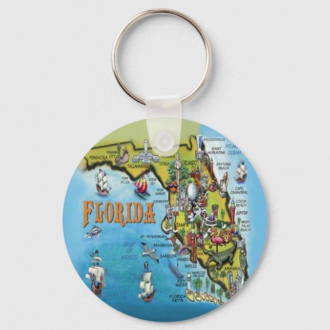 Florida Cartoon Map Keychain (Front)