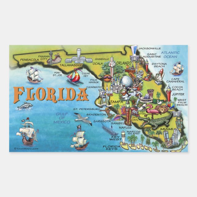 Florida Cartoon Map Sticker (Front)