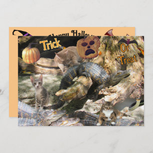 Florida Cat and Gator Flat Greeting Card