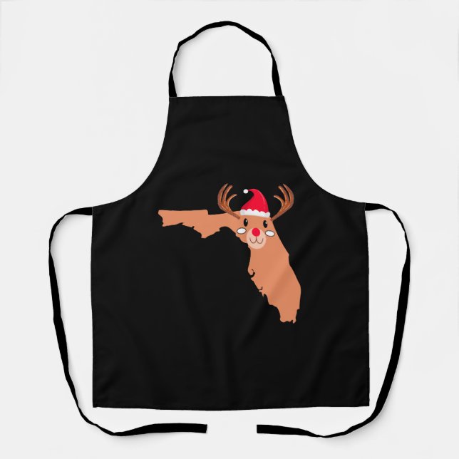 FLORIDA Christmas Hat Antler Red Nose Reindeer Apron (Front)