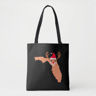 FLORIDA Christmas Hat Antler Red Nose Reindeer Tote Bag