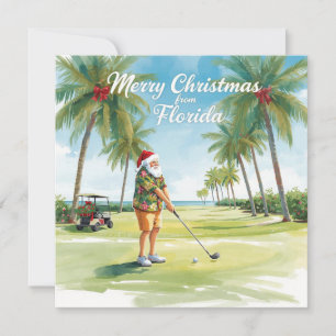 Florida Christmas  Santa golfing  Holiday Card