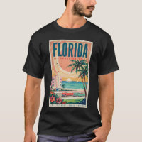 Florida Coast Cars Illustration Travel Art Vintage