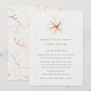 Florida Coastal Beach Watercolor Wedding Invitation
