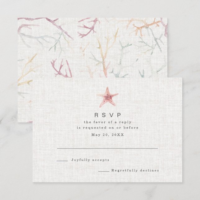 Florida Coastal Beach Watercolor Wedding RSVP (Front/Back)