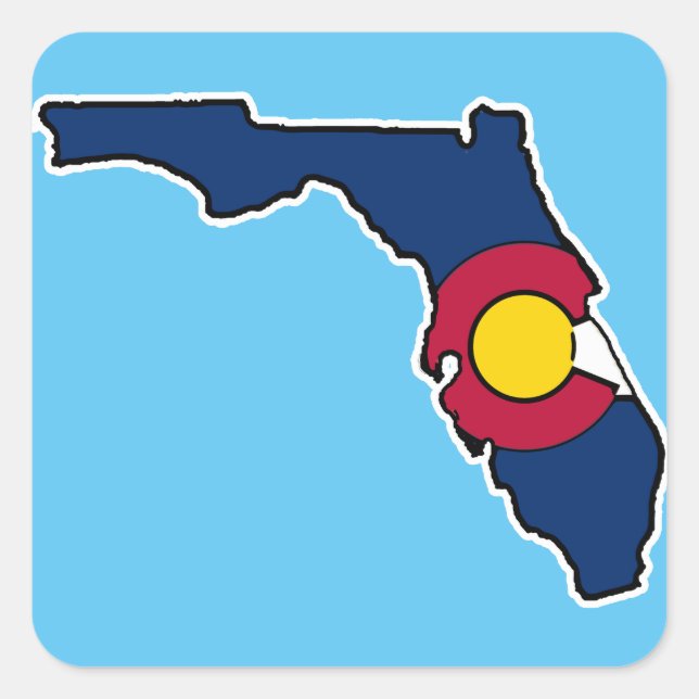 Florida Colorado drapeau carré autocollant étiquet (Devant)