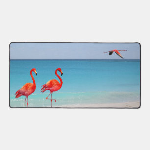 Florida Coral Pink Flamingos Desk Mat