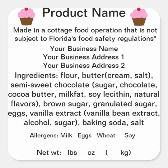 FLORIDA Cottage Food Law Sticker/Label Square Sticker