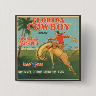 Florida Cowboy 2 Inch Square Button