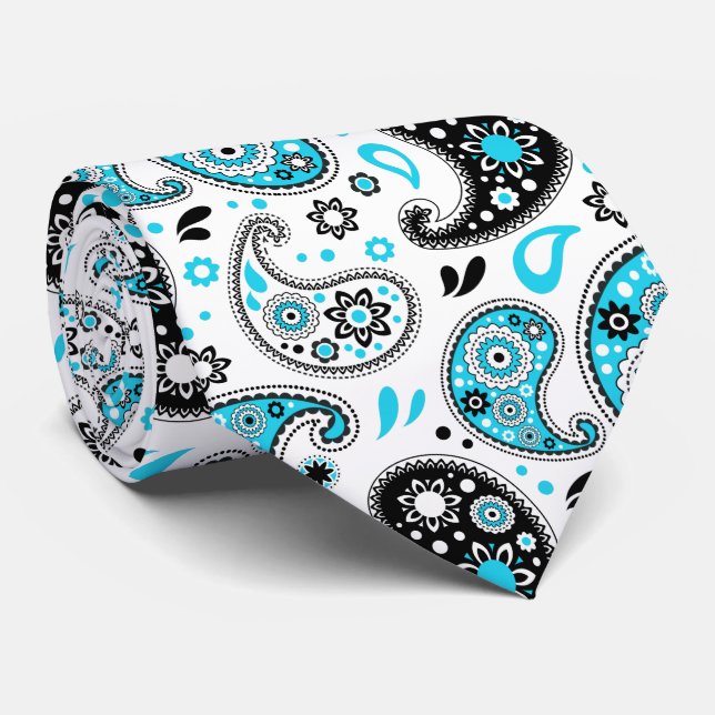 Florida Cowboy Aqua Pool Party Country Western Tie (Rolled)