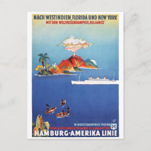 Florida Cruises Restored German Vintage Poster Postcard