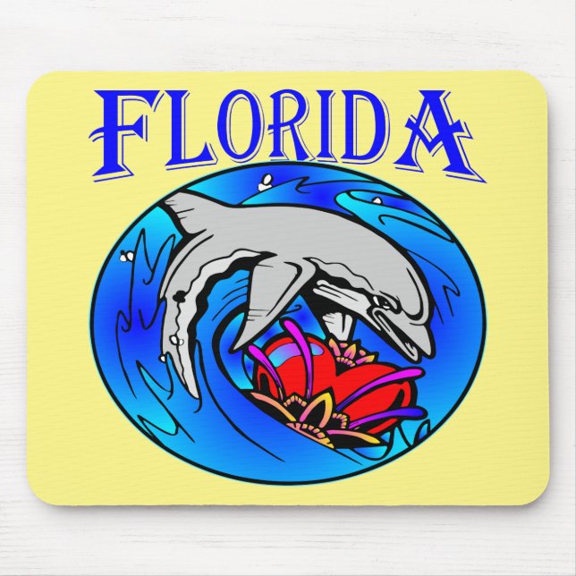 Florida Dolphin & Heart  #USAPatriotGraphics  © Mouse Pad (Front)