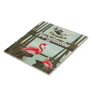 Florida Everglades cartoon travel poster Tile