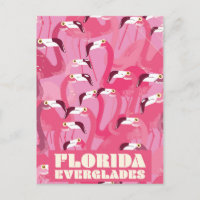 Florida Everglades Flamingo vintage travel poster