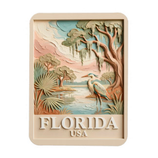Florida Everglades Wildlife Bird Texture Landscape Magnet