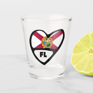 Florida, FL State Flag In Heart Shot Glass