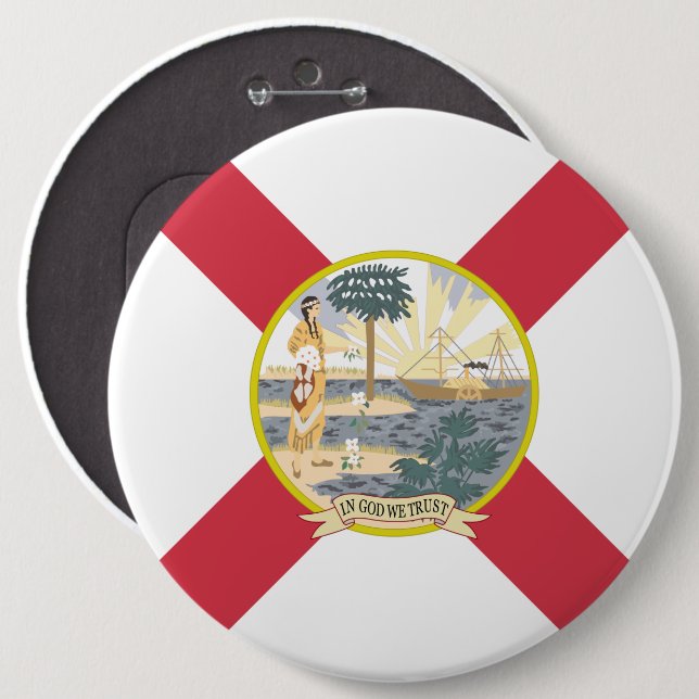 Florida Flag: The Sunshine State of Floridians 6 Inch Round Button (Front & Back)