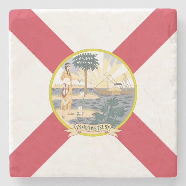 Florida Flag: The Sunshine State of Floridians Stone Coaster (Front)