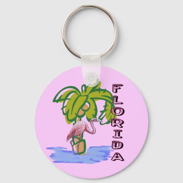 Florida Flamingo Keychain (Front)