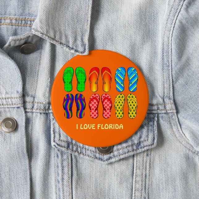 Florida: Flip Flops 4 Inch Round Button (In Situ)
