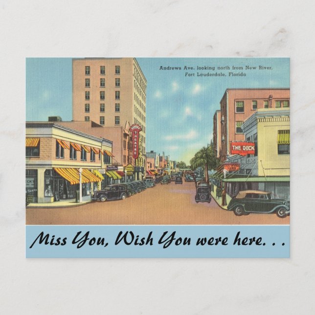 Florida, Ft. Lauderdale, Andrews Ave. Postcard (Front)