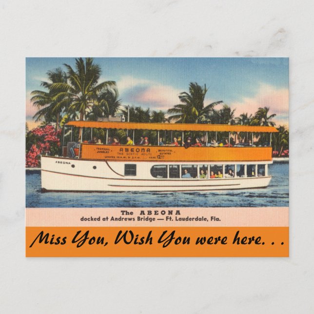Florida, Ft. Lauderdale, Tour Boat Postcard (Front)