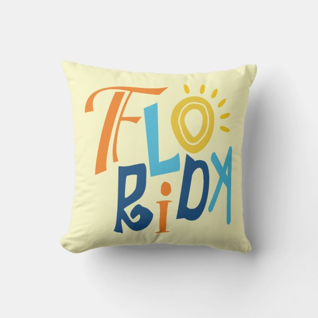 Florida fun typographic design throw pillow (Front)