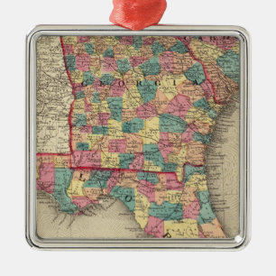 Florida, Georgia, and South Carolina 2 Metal Ornament