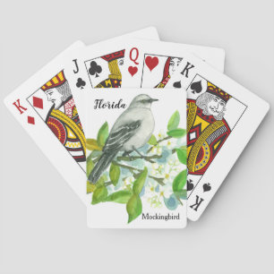 Florida Gift Mockingbird Orange Blossom Flower Playing Cards