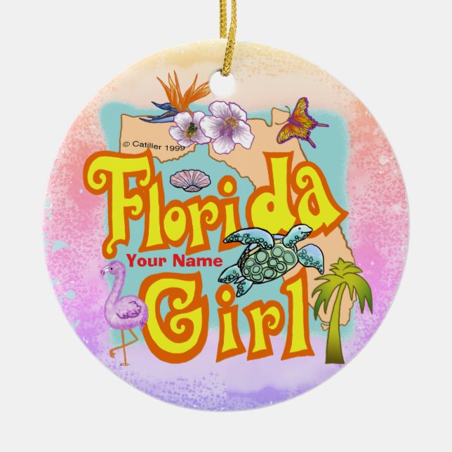 Florida Girl Ceramic Ornament (Front)