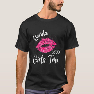 Florida Girls Trip 2022 Vacation Pink Lips Womens  T-Shirt