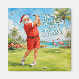 Florida Golf Merry Christmas with Santa Claus Magnet