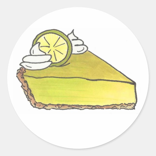 Florida Green Key Lime Keylime Pie Slice Dessert Classic Round Sticker (Front)