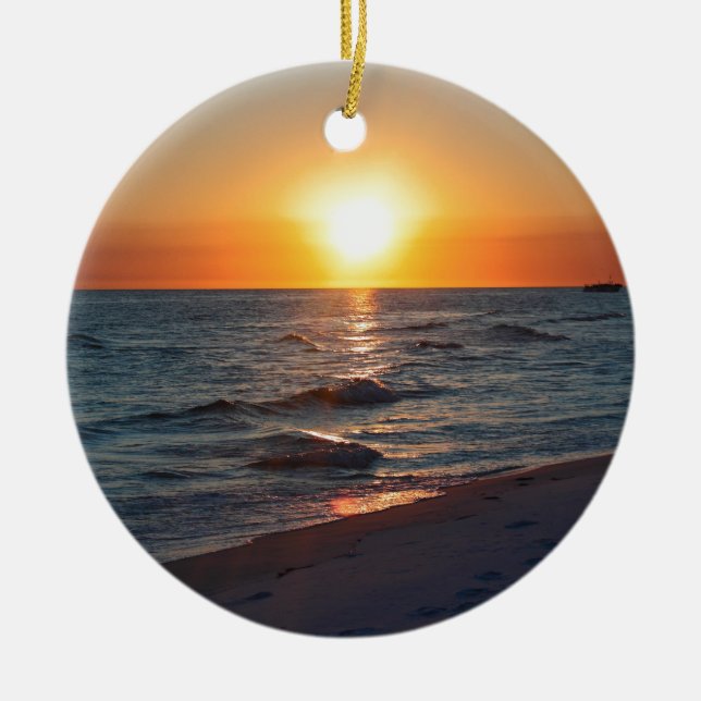 Florida gulf coast sunset ceramic ornament (Front)