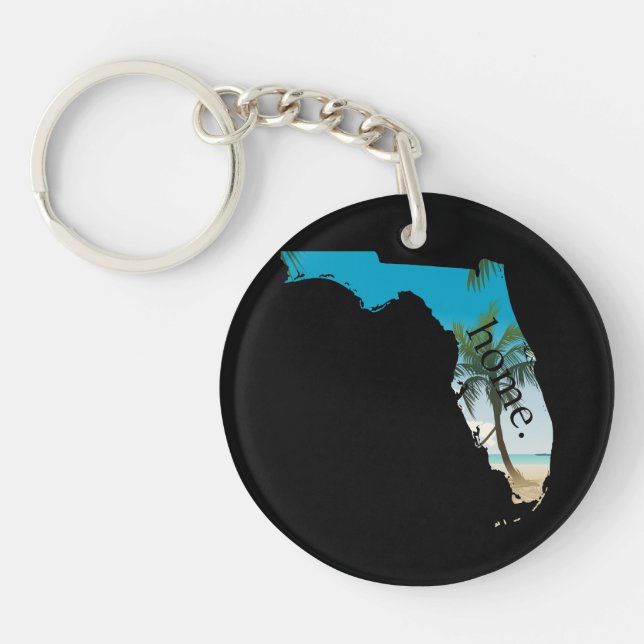 FLORIDA Home  Beach Ocean Palm Tree Filled Keychain (Front)