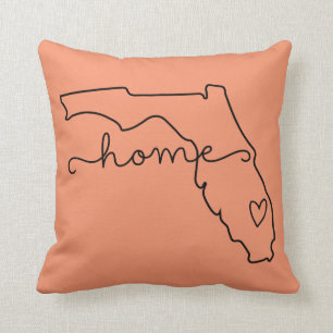 Florida Home State Love, Movable Location Heart Throw Pillow