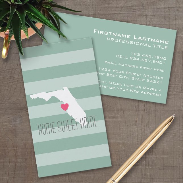 Florida Home State Love with Custom Heart Business Card (Custom Business Card Template)
