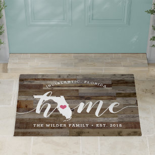 Florida Home State Personalized Wood Look Doormat