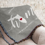 Florida Home State Personalized Wood Look Throw Blanket<br><div class="desc">Show some home state pride with this cute rustic grey throw blanket featuring "home" in white calligraphy script lettering with a silhouette map of the state of Florida standing in for the letter "O." A red heart illustration inside the state map completes the design; you can change the position of...</div>