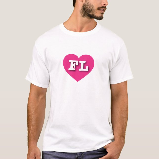 Florida Hot PInk Heart - I love FL T-Shirt (Front)