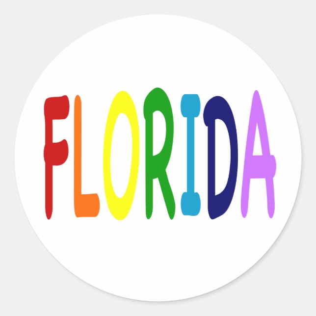 FLORIDA in a  rainbow of colours Classic Round Sticker (Front)