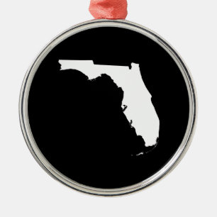 Florida in White and Black Metal Ornament
