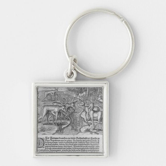 Florida Indians hunting deer Keychain (Front)