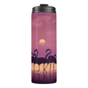 Florida is spelled out in the legs of a flock of f thermal tumbler