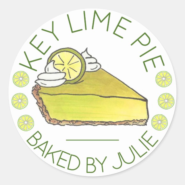 Florida Key Lime Pie Slice Baked By Homemade Classic Round Sticker (Front)