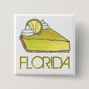 Florida Key Lime Pie Slice Dessert Foodie Bakery 2 Inch Square Button