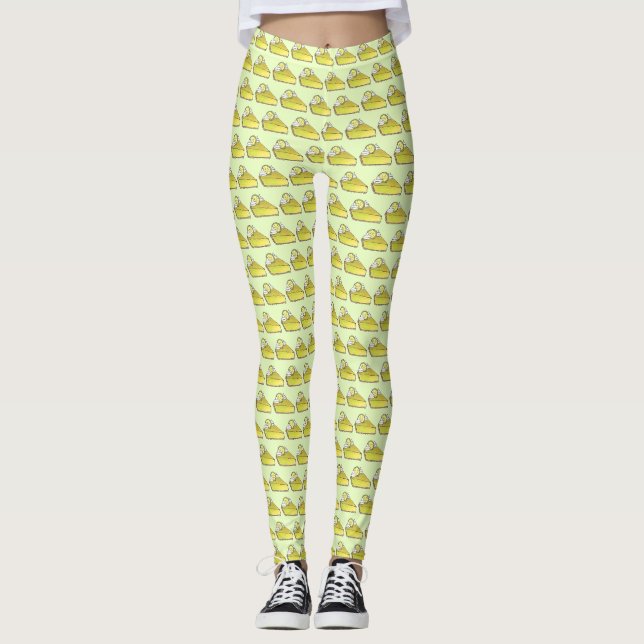 Florida Key Lime Pie Slice Slices Dessert Foodie Leggings (Front)