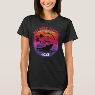 Florida Key West Cruise 2023 Retro Sunset Family R T-Shirt